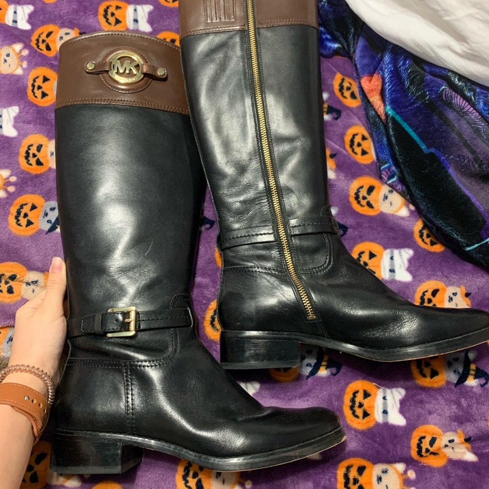 michael kors two toned leather boots